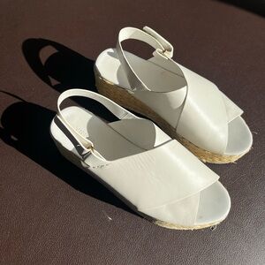 Vince White Slingback Wedge Sandals